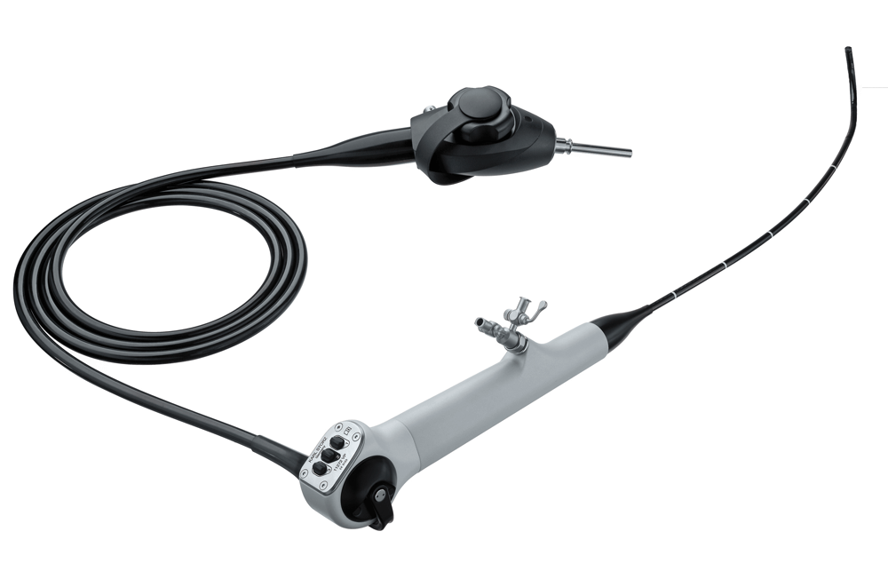 Diagram showing a flexible cystoscope instrument